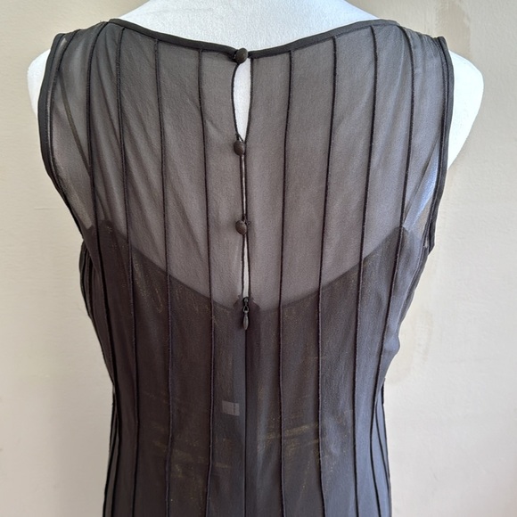 Rickie Freeman Tori Jon 100% Silk Gray Dress with Gold Metallic Silk Linen Sz 10 - Picture 8 of 12